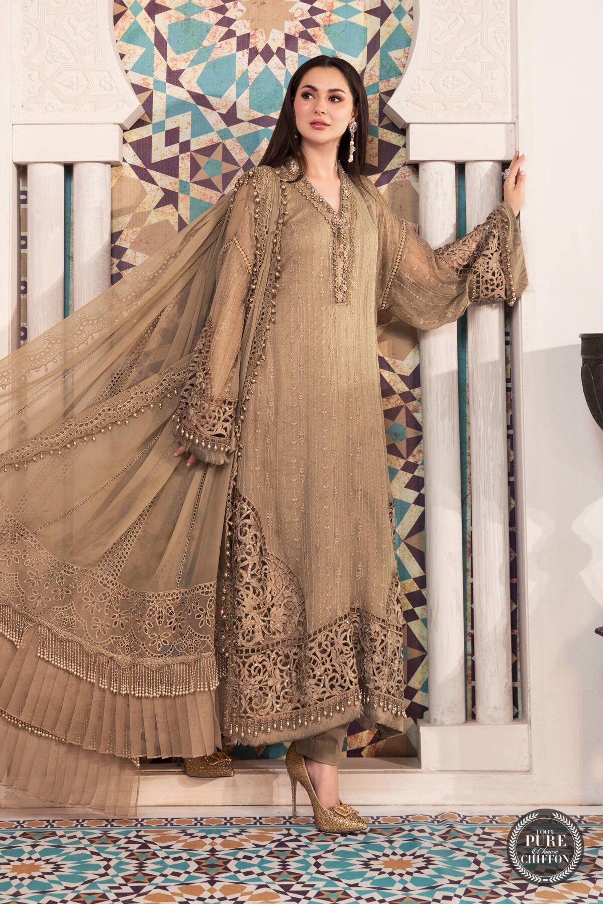Maria. B chiffons unstitched eid collection - mpc-21-105-coffee - image 2