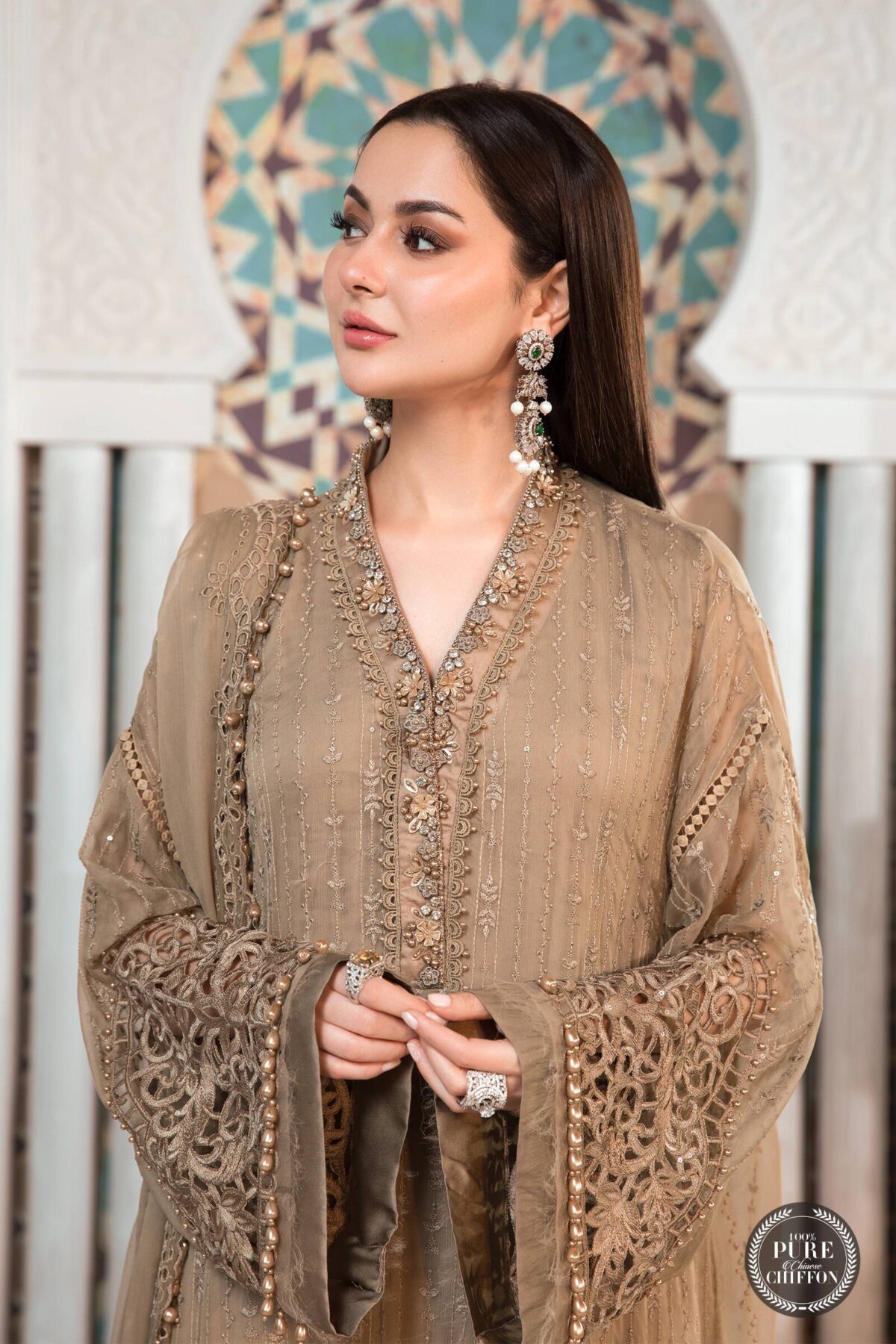Maria. B chiffons unstitched eid collection - mpc-21-105-coffee - image 3