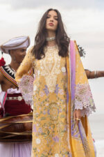 Mushq Manaram Luxury Lawn 2025 | Gold Glow - Image 4