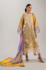 Mushq Manaram Luxury Lawn 2025 | Gold Glow - Image 8
