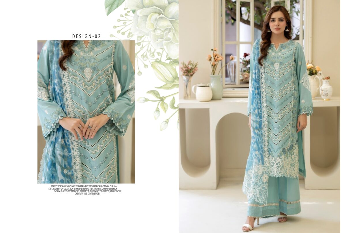 Shaas the fairy tales semi stitched luxury lawn | d2 - image 3