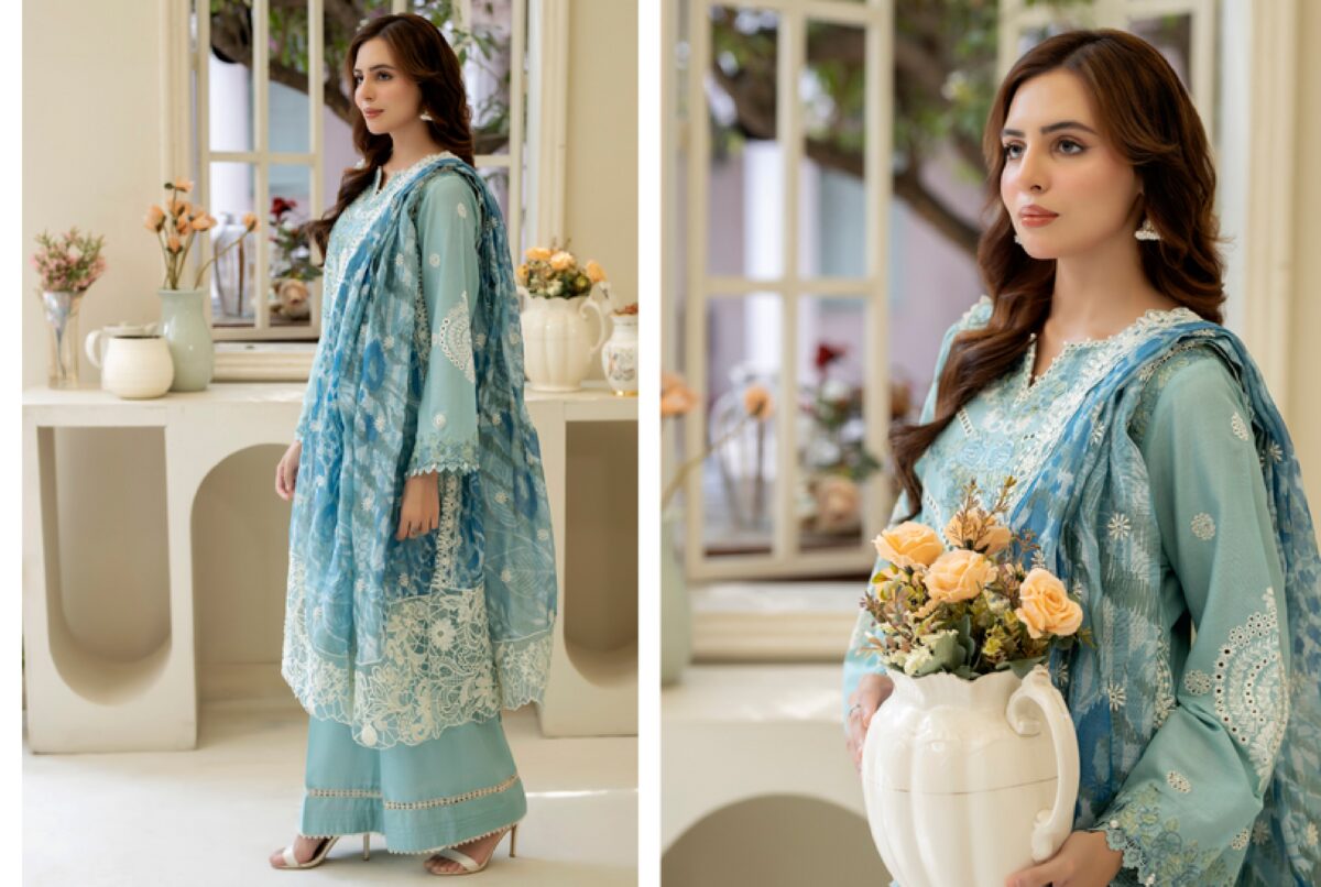 Shaas the fairy tales semi stitched luxury lawn | d2 - image 4