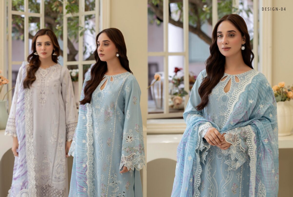 Shaas the fairy tales semi stitched luxury lawn | d4 - image 2