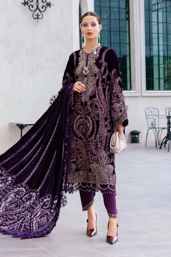 Maria.B Unstitched Embroidered Velvet Luxe’ 25 | WL-1311-Purple