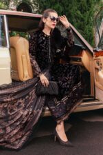 Maria.B Unstitched Embroidered Velvet Luxe’ 25 | WL-1301-Black and Gold - Image 5