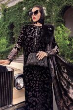 Maria.B Unstitched Embroidered Velvet Luxe’ 25 | WL-1301-Black and Gold - Image 6