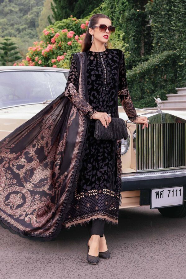 Maria.B Unstitched Embroidered Velvet Luxe’ 25 | WL-1301-Black and Gold