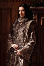 Maria.B Unstitched Embroidered Velvet Luxe’ 25 | WL-1303-BEIGE - Image 4