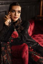 Maria.B Unstitched Embroidered Velvet Luxe’ 25 | WL-1309-Black and Red - Image 6