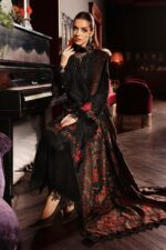 Maria.B Unstitched Embroidered Velvet Luxe’ 25 | WL-1309-Black and Red - Image 3