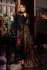 Maria.B Unstitched Embroidered Velvet Luxe’ 25 | WL-1309-Black and Red - Image 4
