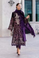 Maria.B Unstitched Embroidered Velvet Luxe’ 25 | WL-1311-Purple - Image 3