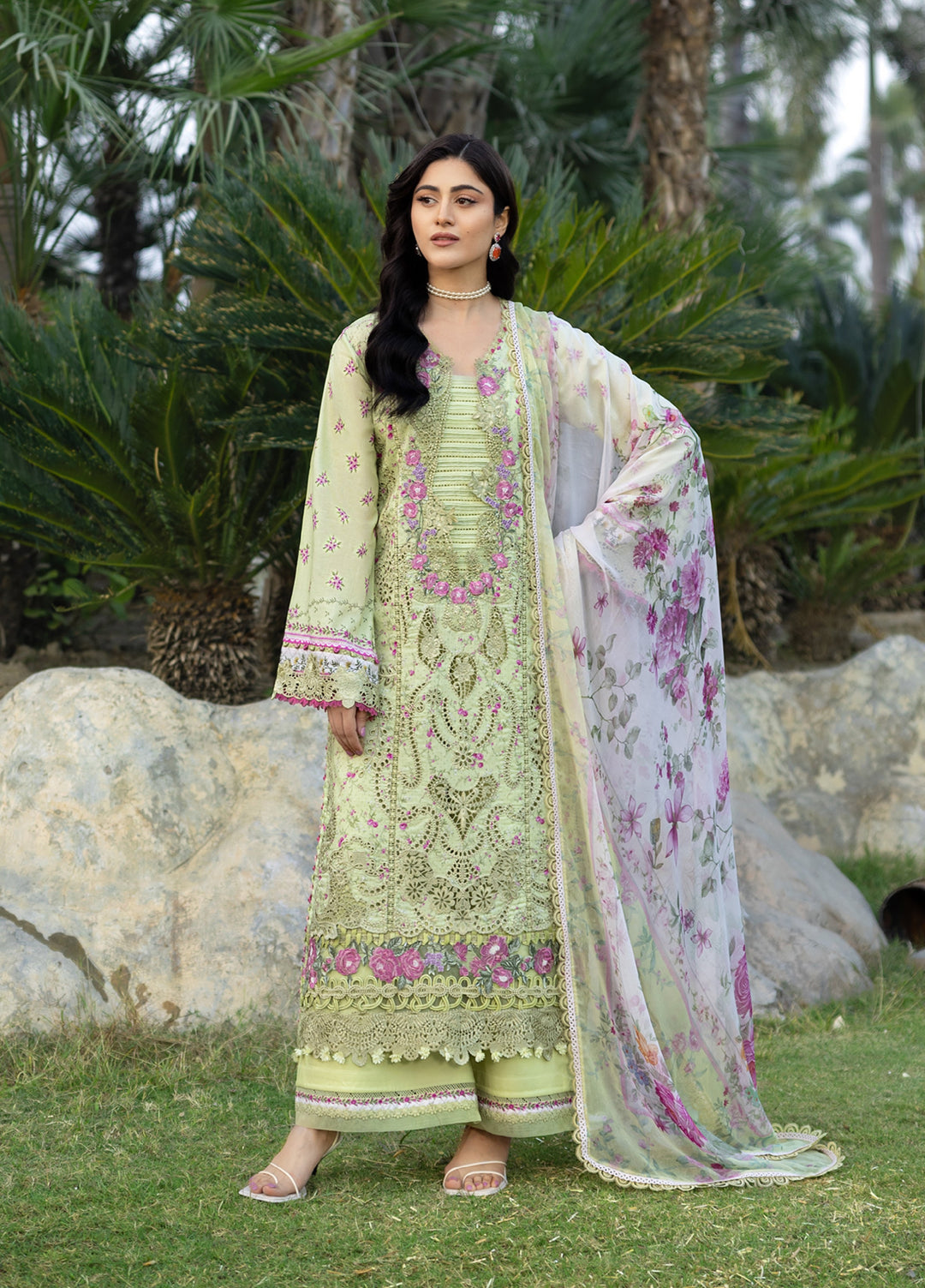Elaf Chikankari Prints lawn 2026 |  ERC 2A HINA