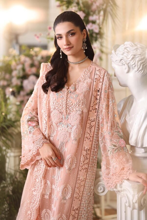 Maria B Chiffon 2026 | MPC-26-104-Peach Pink