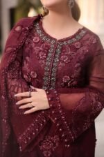 Maria B Chiffon 2026 | MPC-26-108-Burgundy