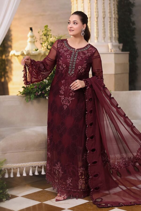 Maria B Chiffon 2026 | MPC-26-108-Burgundy