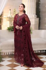 Maria B Chiffon 2026 | MPC-26-108-Burgundy