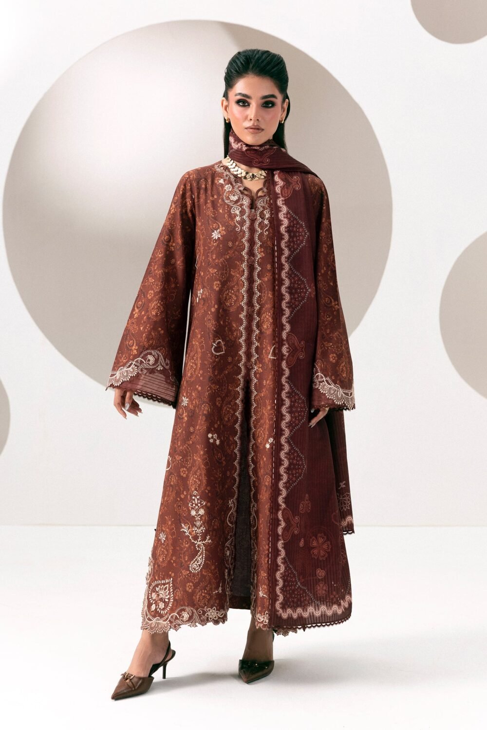 Qalamkar QPW-01 (A) Jaza ready to wear suit front view