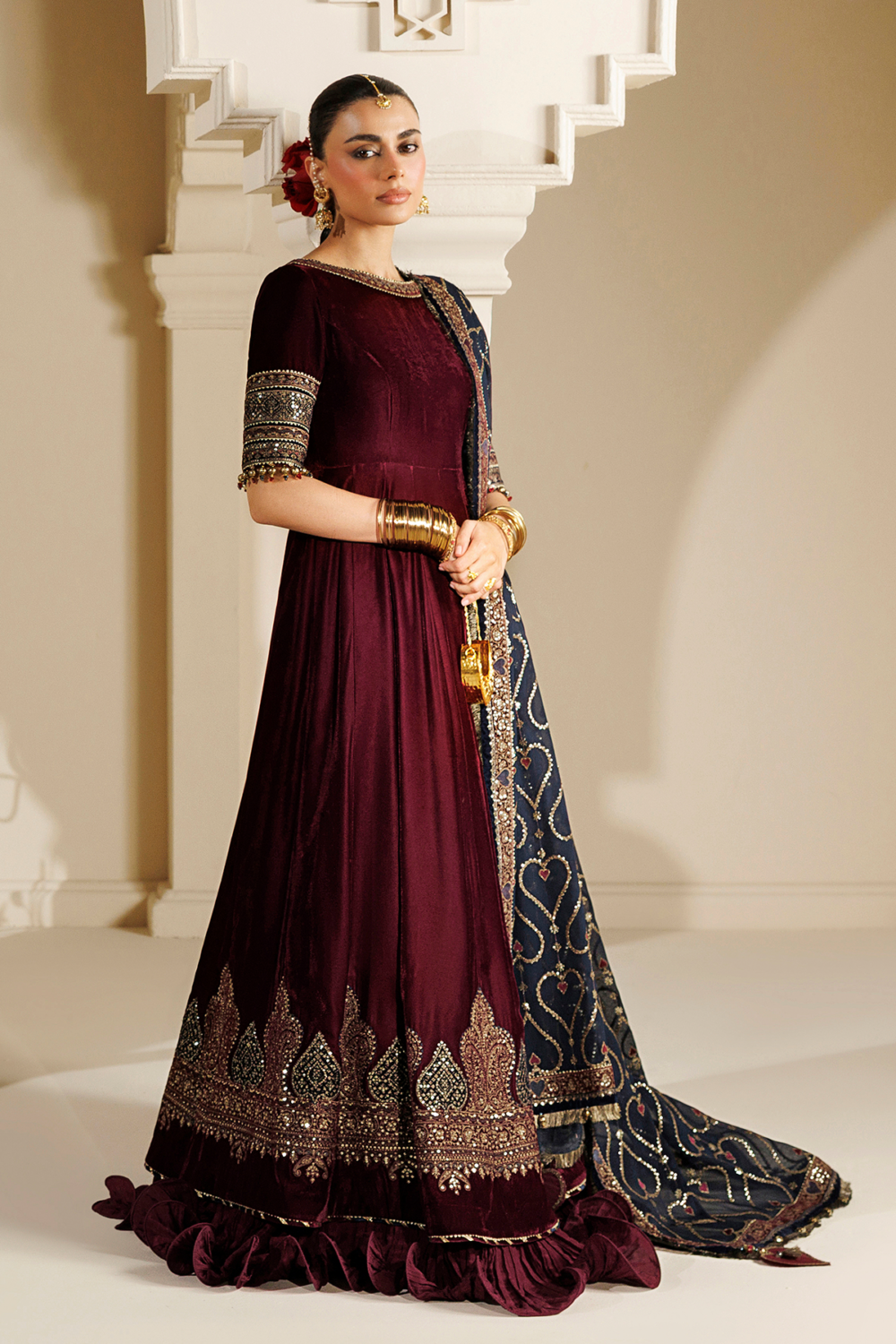 Embroidered Velvet Formal CVF26-D04 embroidered detail