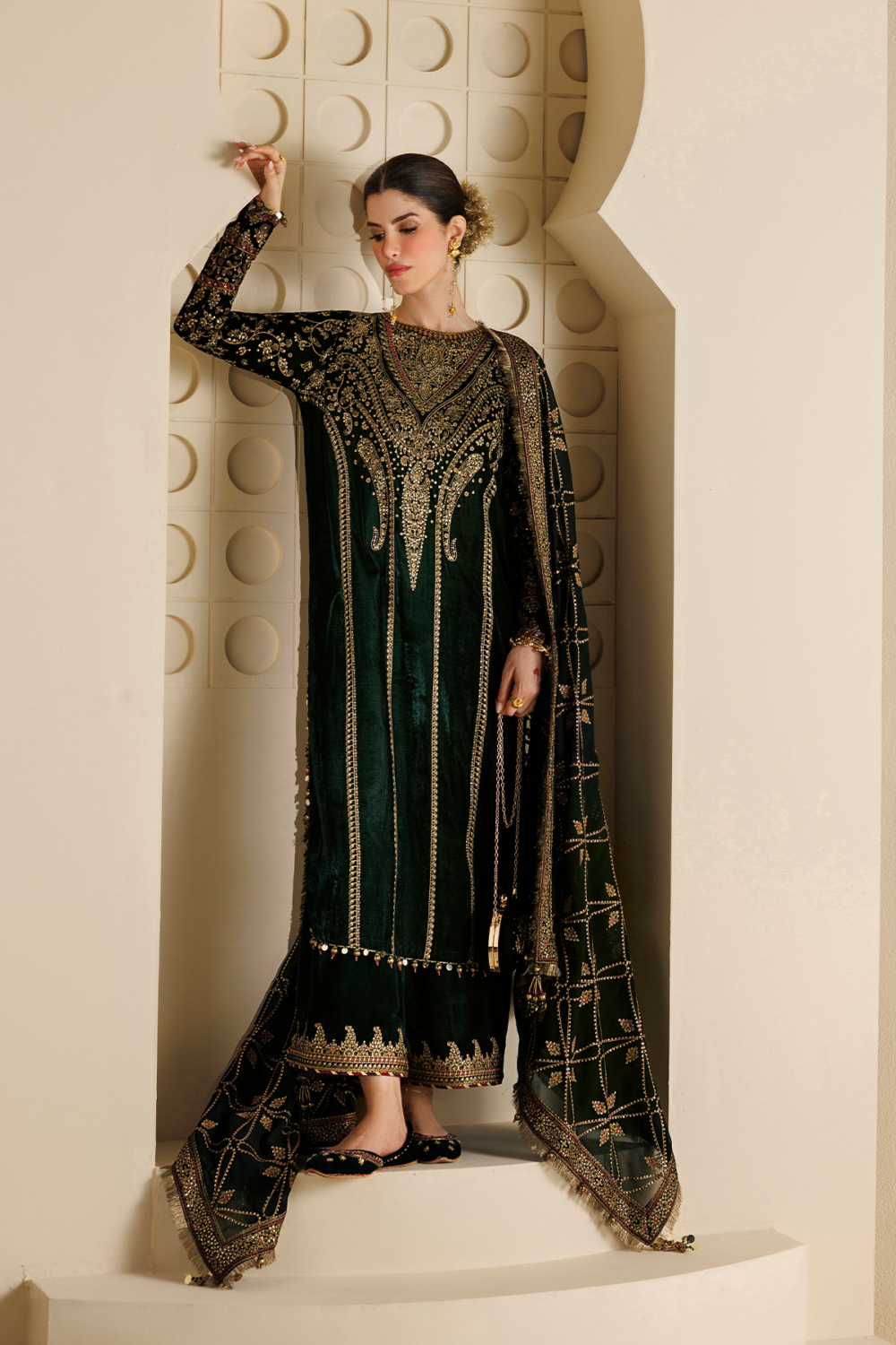 Embroidered Velvet Formal CVF26-D07 embroidered detail