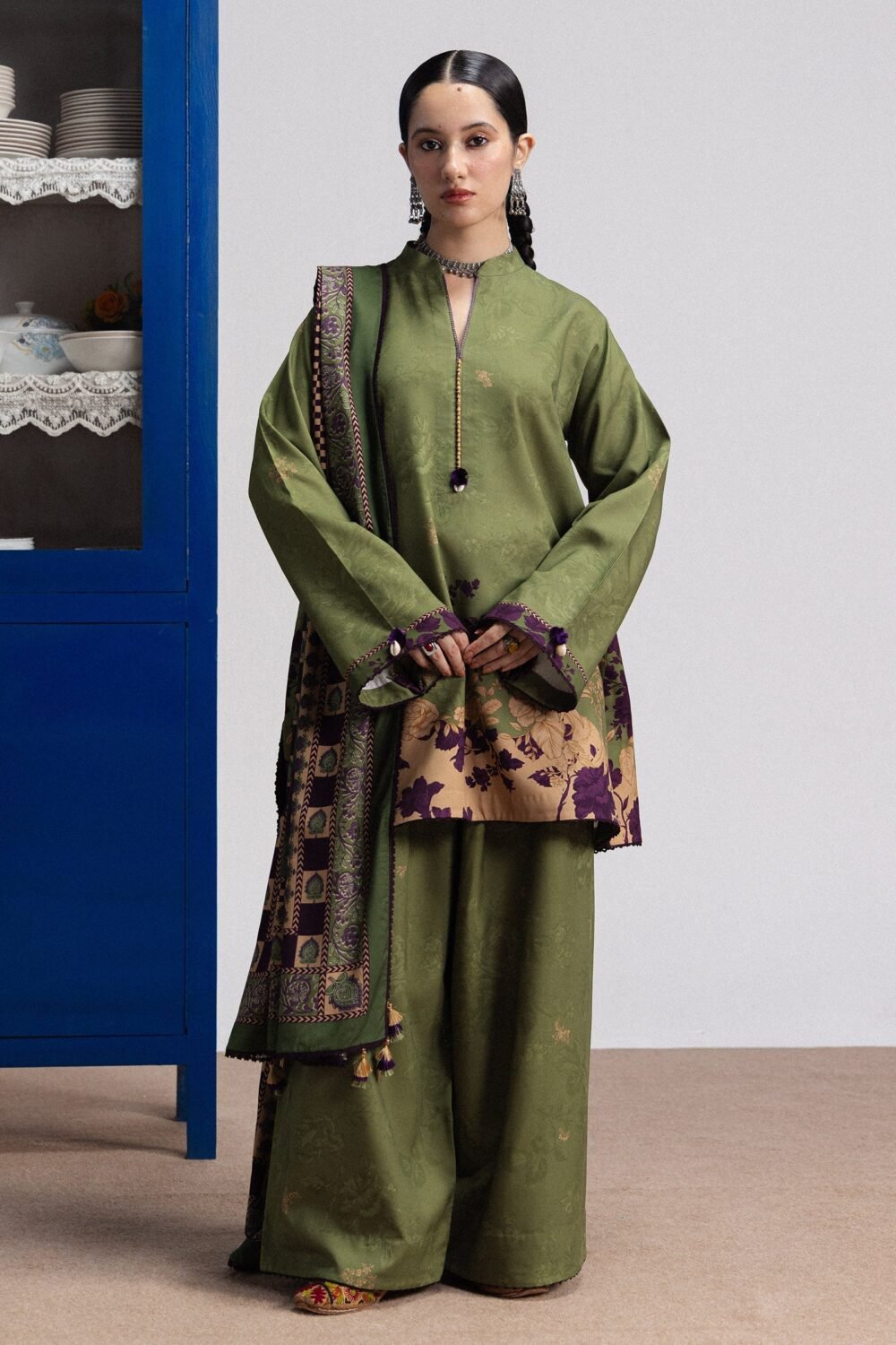 Zara Shahjahan Iris-8B ready to wear suit front view