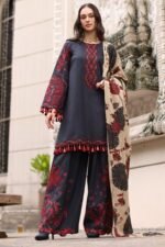 Charizma 3-PC Unstitched Peach Leather Collection PSW6-01 embroidered detail