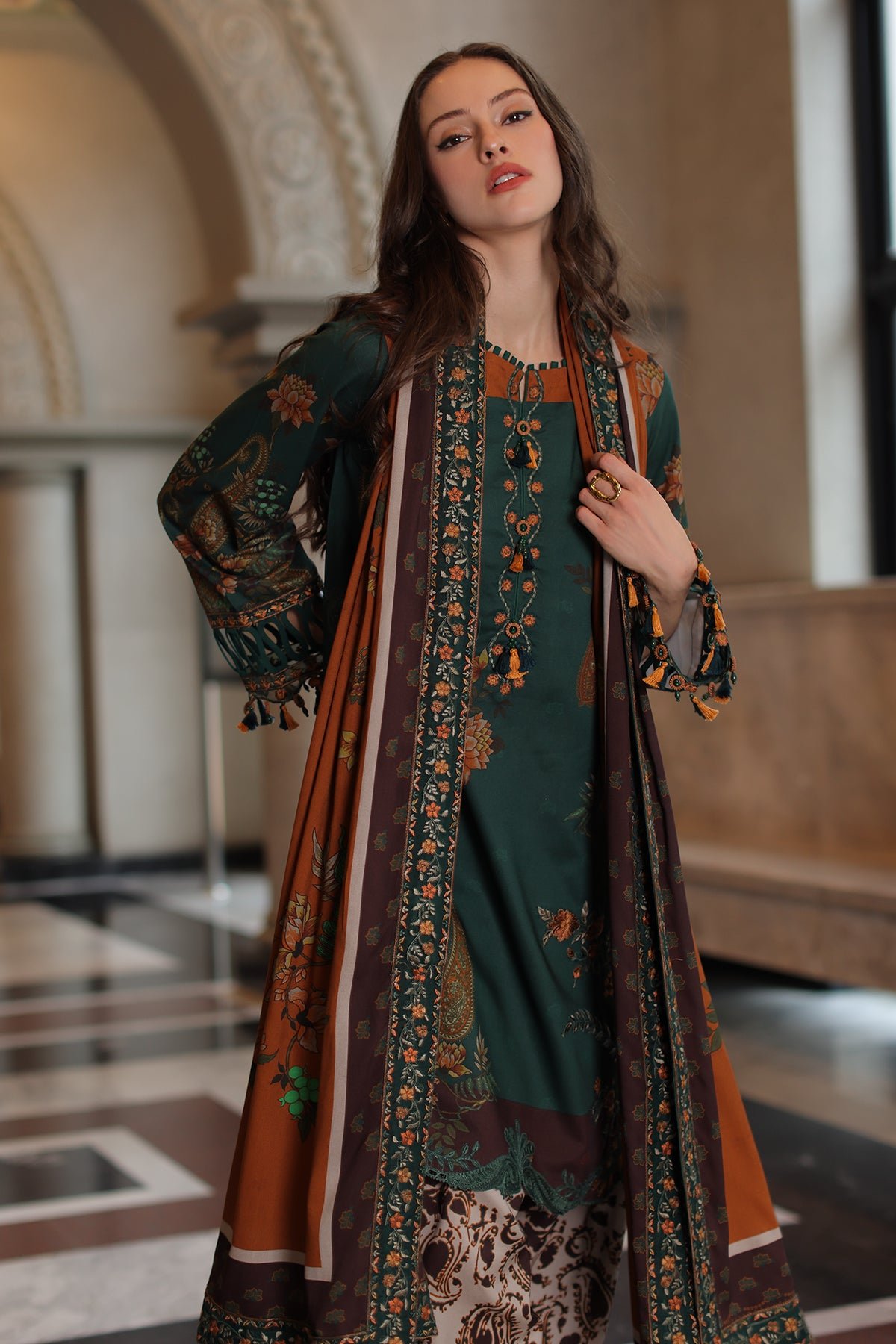 3-PC Unstitched Embroidered Linen Collection ANW7-16 - Detail View