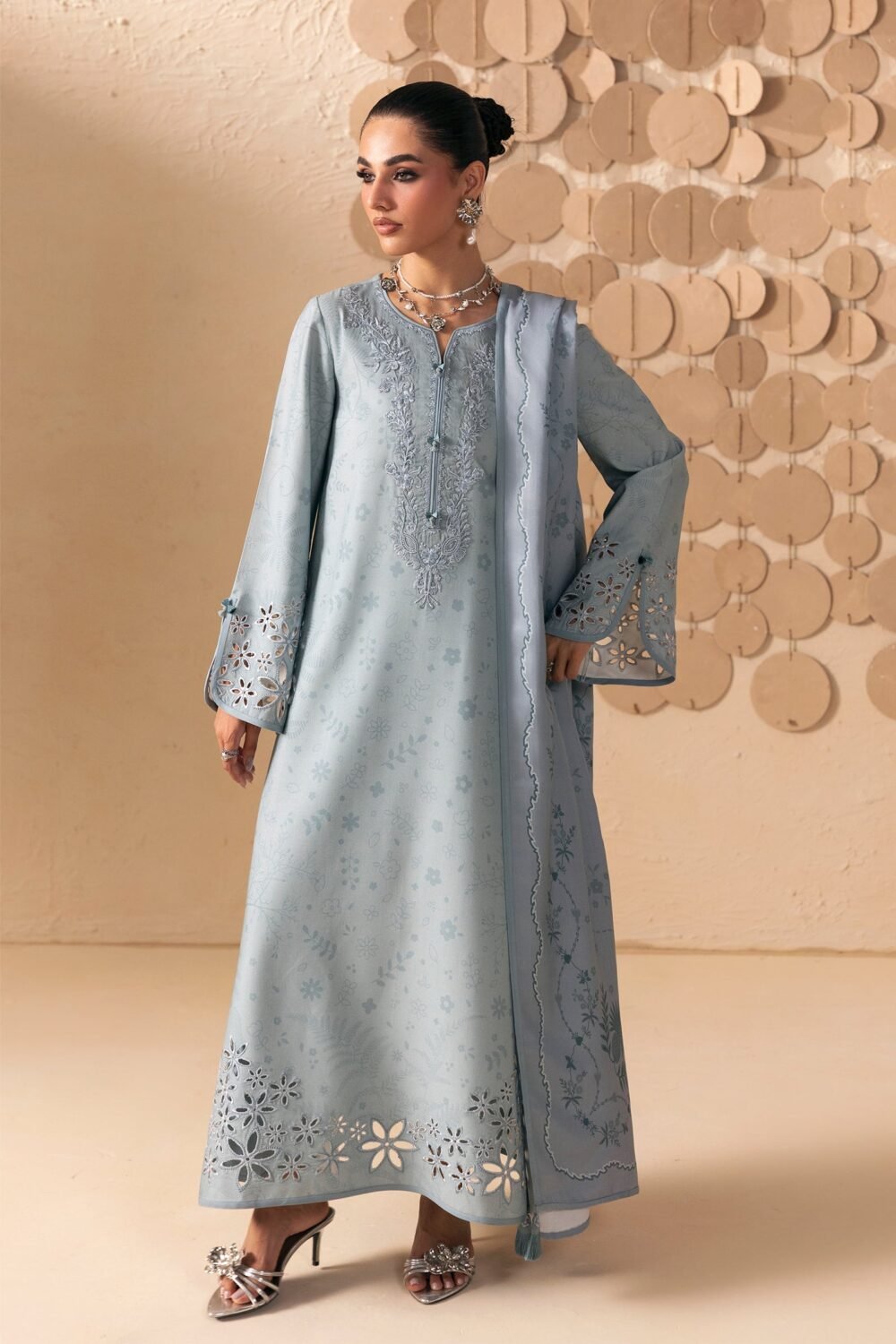 Qalamkar QPW-04 (A) Oriana ready to wear suit front view