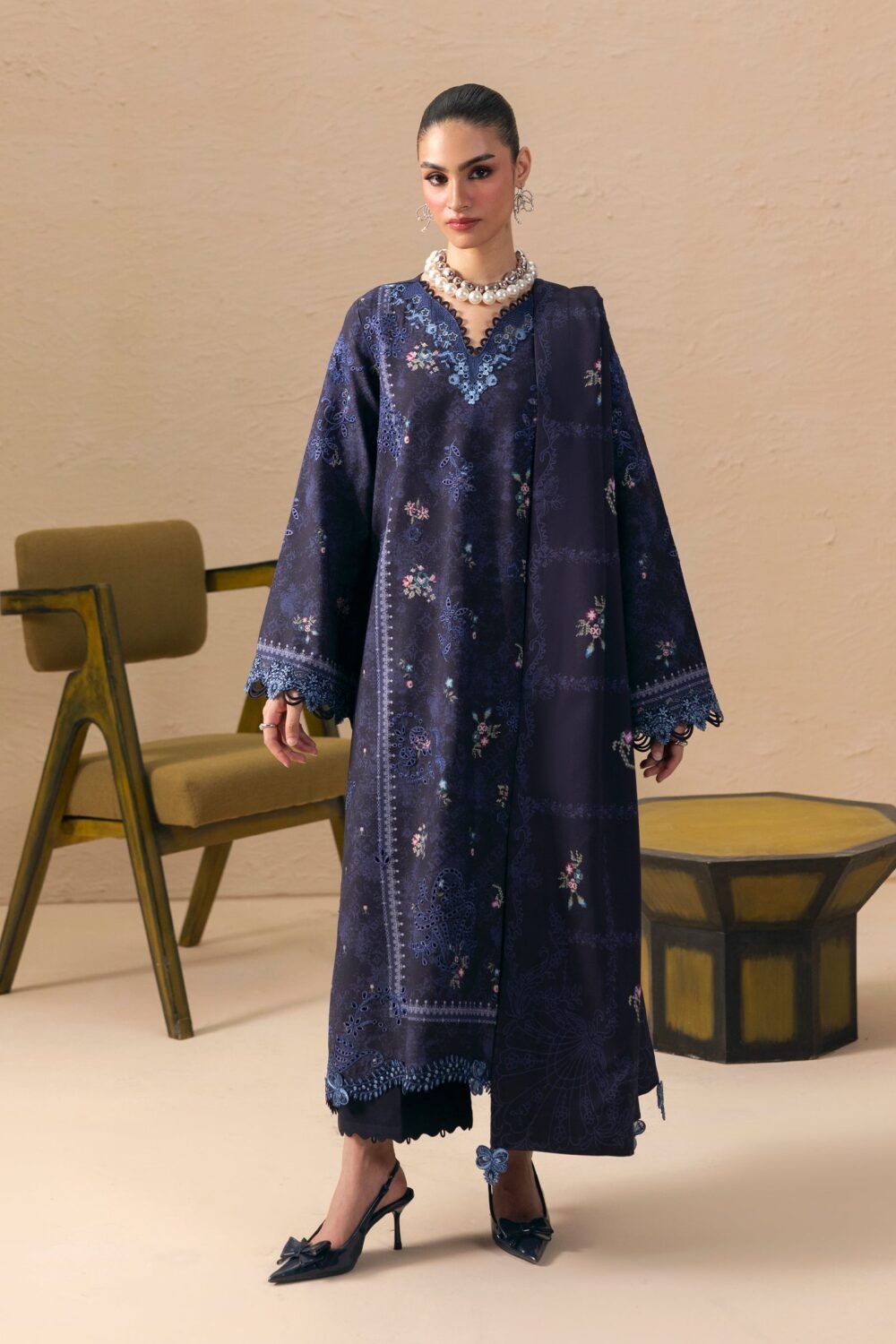 Qalamkar QPW-08 (A) Noreen ready to wear suit front view