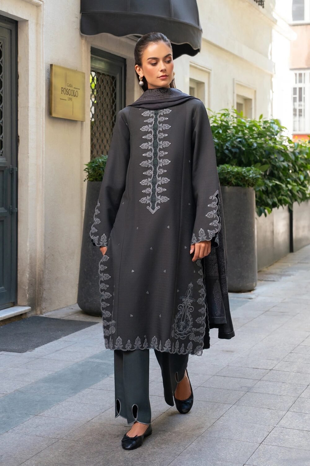 Rang Rasiya Slate ready to wear suit front view