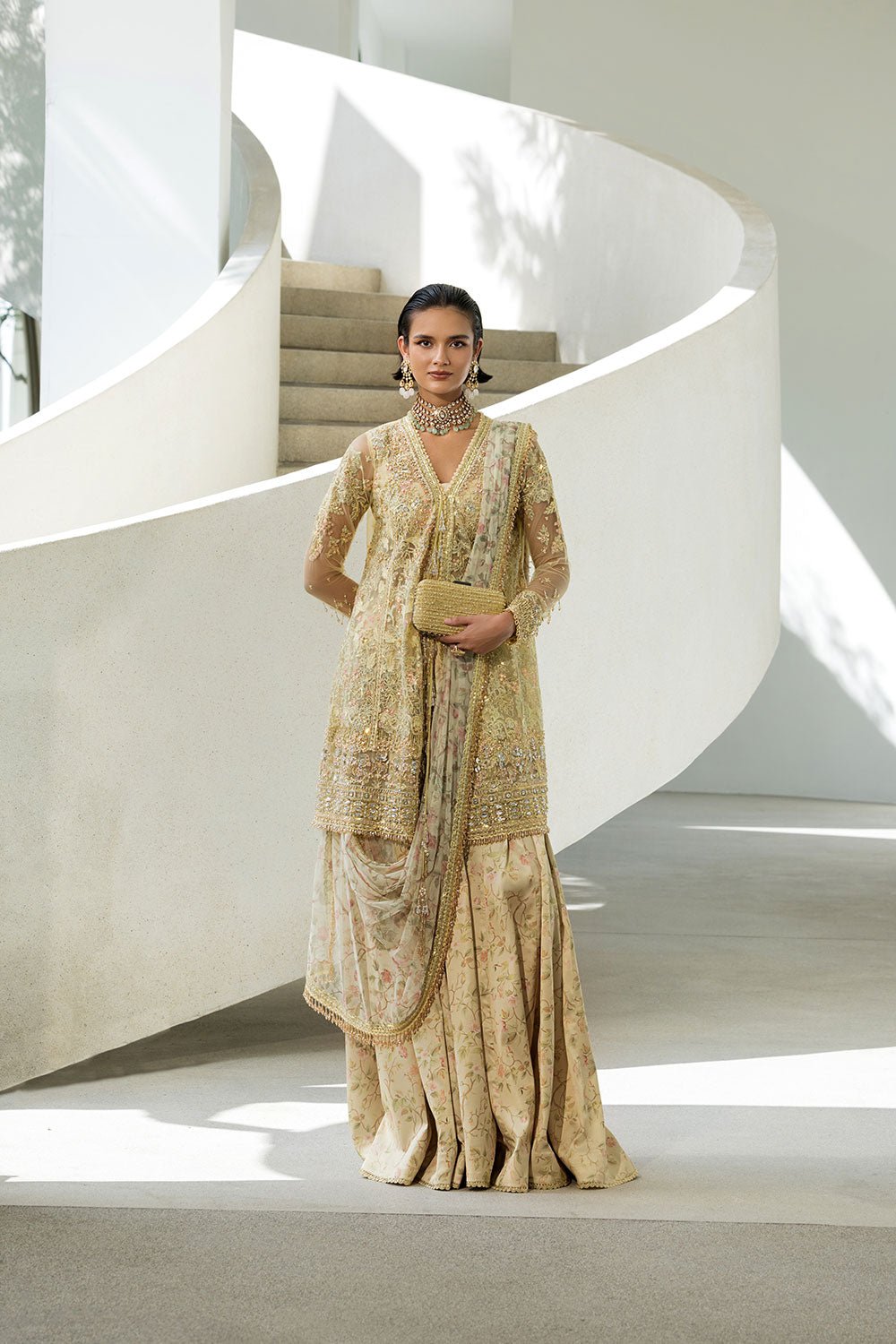 Design 01 NUR Festive '26 Unstitched ready to wear suit front view