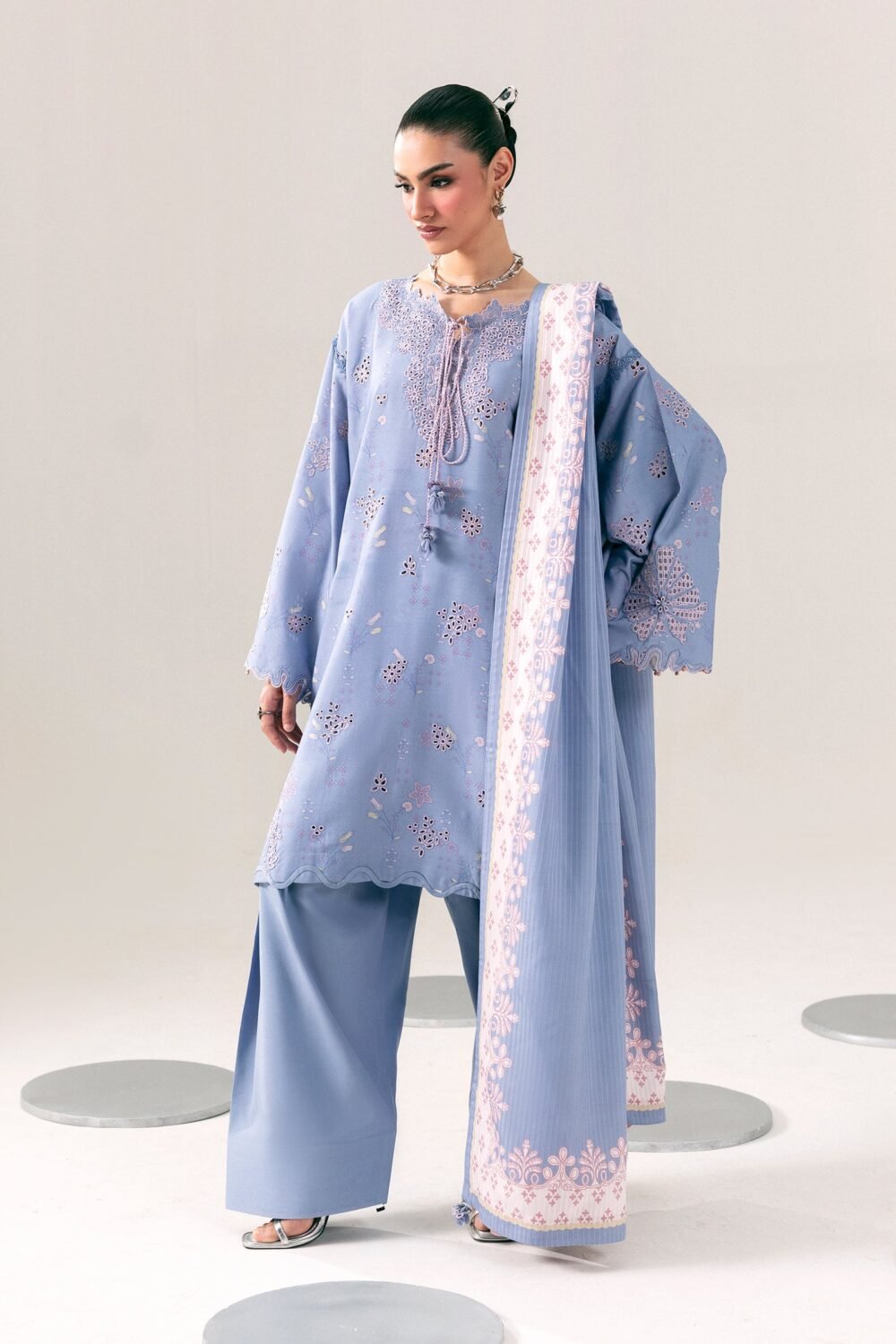 Qalamkar QPW-06 (A) Beena ready to wear suit front view