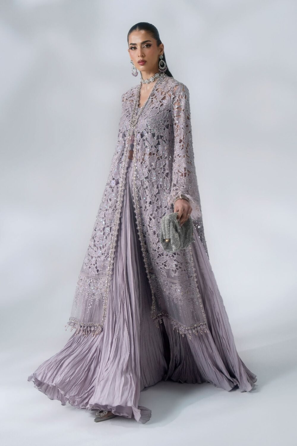 Maria B Organza Unstitched Mbroidered embroidered detail