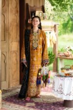 Maryam Hussain Saffron ready to wear suit front view