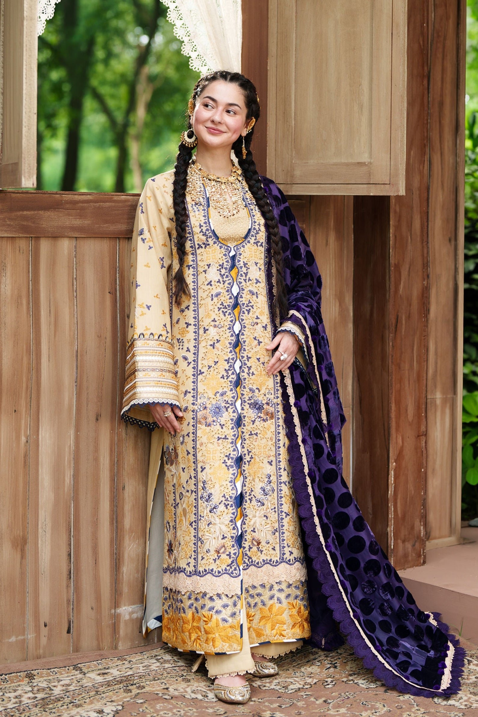 Maryam Hussain Moonstone ready to wear suit front view