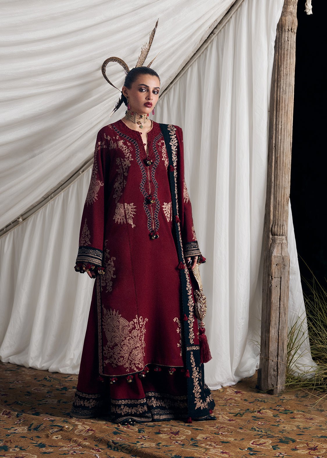 Hussain Rehar Rubeus ready to wear suit front view