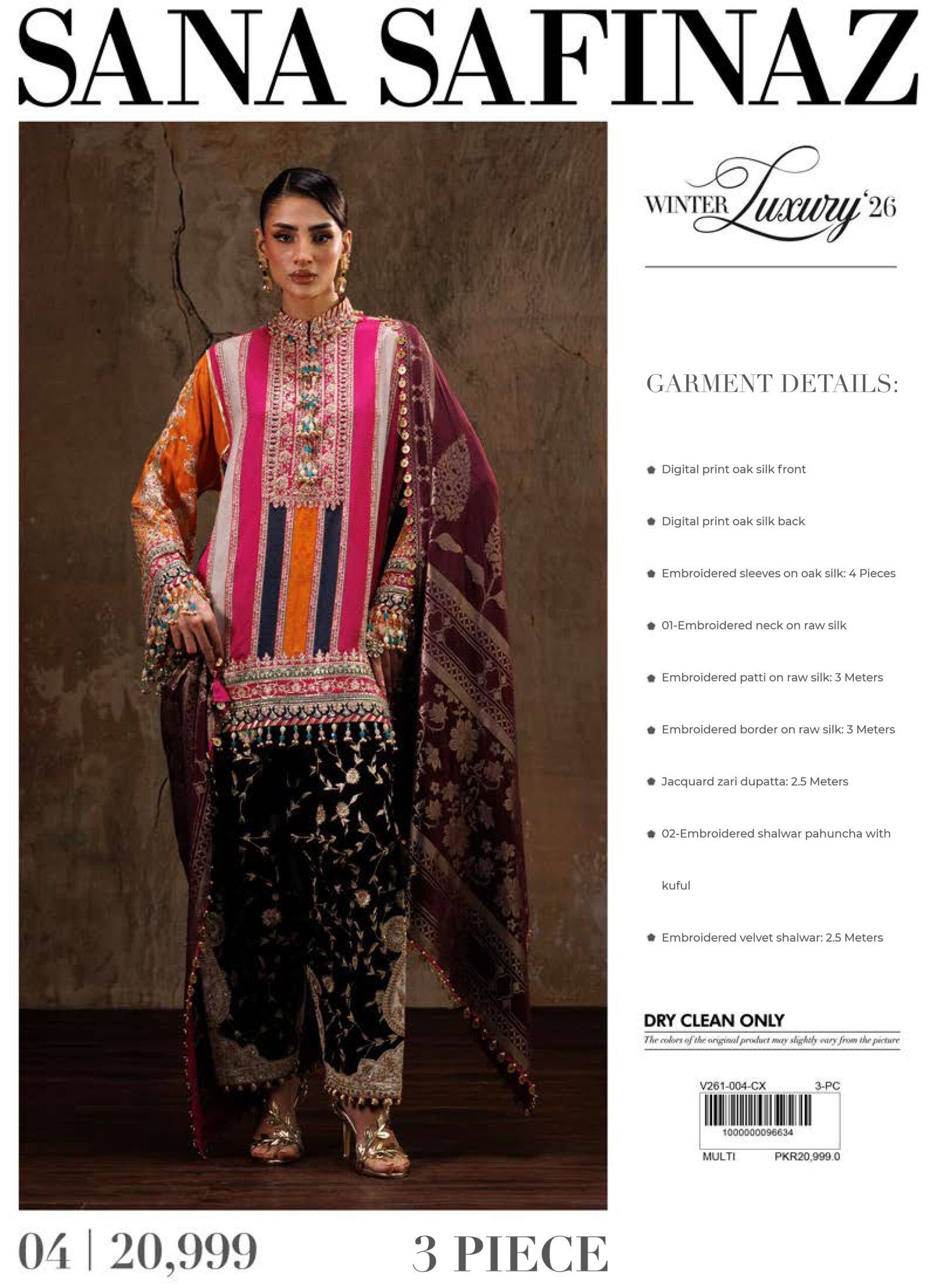 Sana Safinaz Luxury Winter | V261-004- - Detail View
