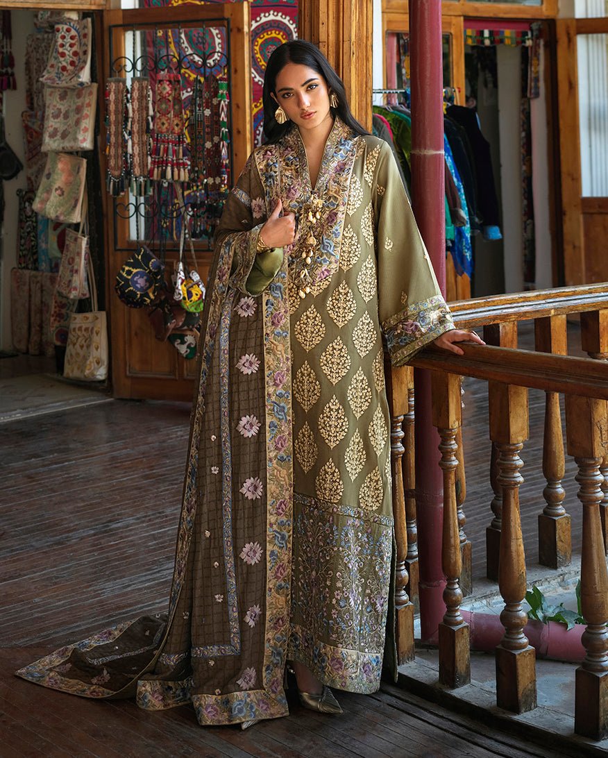 Mushq Silk Road ready to wear suit front view