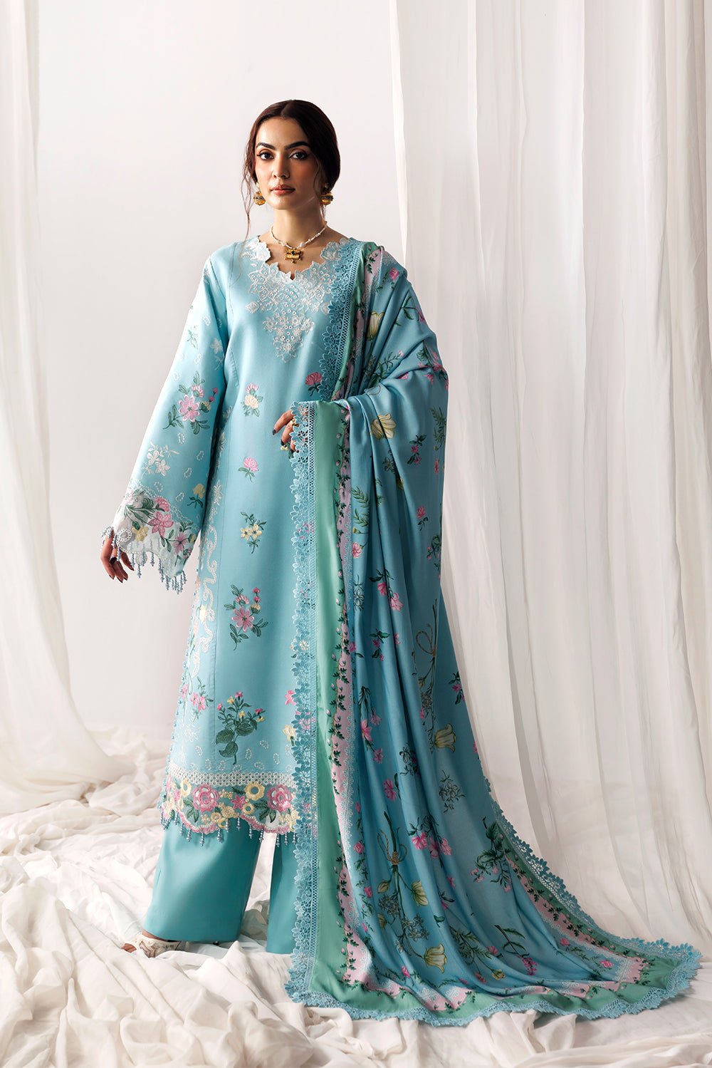 Naqshofficial Sea Turtle Green-00294 ready to wear suit front view