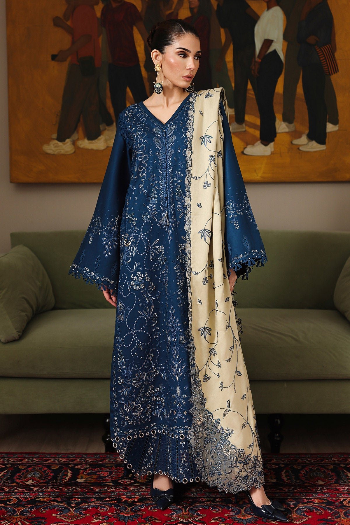 Nureh NE-277 Embroidered Suit Front View Nureh NE-277 ready to wear suit front view